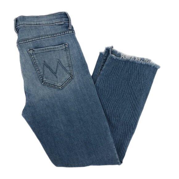 MOTHER Blue Distressed Slim Fit Ankle JeansMade in USA